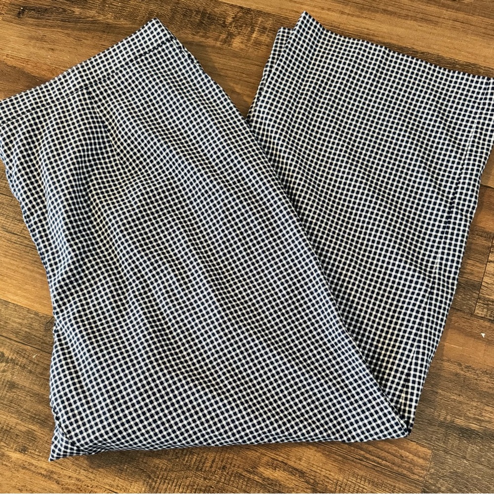 Alfred Dunner Women’s Size 24 Pants Gingham Capri Blue White Beachy Career Wear